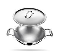 stahl Triply Stainless Steel Kadai with Lid I Stainless Steel Cookware Tri Ply Deep Kadhai I Deep Frying Pan with Round Bottom I Artisan 4750, Dia 20 cm, 1.8 L (Serves 3 People)