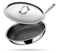 Stahl Triply Stainless Steel Non Stick Pan | Stainless Steel Frying Pan with Lid | Fry Pan with Induction Base|Scratch Resistant Non Stick Pan | Hybrid 6420, Dia 20 cm, 1.3L (Serves 2 People)