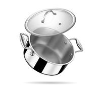stahl Triply Stainless Steel Sauce Pot with Lid | Stainless Steel Casserole | Tri Ply Biryani Pot with Induction Base | Artisan 4118, Dia 18 cm, 2 L (Serves 3 People)