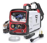 STAHLWERK MIG 200 Multi-Process Welder - 220V Flux Core Welder, IGBT Inverter, MIG/TIG/Stick 3-in-1, LED Digital Display Welding Machine with Overheat Protection