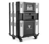 STAHLWERK Mobile toolbox set with 3 toolboxes, roller board and swivel castors