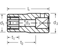Stahlwille 01270007 40TX High Performance Steel Socket, 1/4 inch Drive, E7 Size, 23 mm Length, Pack of 10