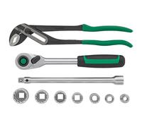 STAHLWILLE Supplementary Set for Mobile Agricultural Set | 10-Piece Tool Set | 1/2 Inch Ratchet and Extension | Double Hexagonal Inserts | Water Pump Pliers
