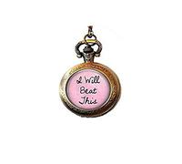 stahpk I Will Beat This You Will Beat This - Cancer Survivor Jewelry - Breast Cancer Pocket Watch Necklace - Cancer Encouragement - Beating Cancer
