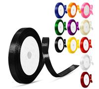 Stain Fabric Ribbons Laces 6mm for Gift Wrapping Crafting Balloons Sewing Bouquets Bows Hair Ties Car Cake Christmas Party Decoration (Black)