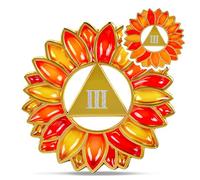 Stain Glass Light Refraction 3 Year Sobriety Coin - Recovery Sunflower Rainbow AA Coins - Affirmation Addiction Sober AA Chips and Medallions - Living Clean Alcoholics Anonymous Gifts for Men Women