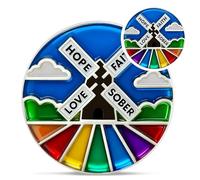 Stain Glass Light Refraction Sobriety Coin - Recovery Windmill Rainbow AA Coins - Affirmation Addiction Sober AA Chips and Medallions - Celebrate Living Clean Alcoholics Anonymous Gifts for Men Women