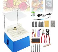 Stain Glass Making Kit, DIY Glass Grinder with Glass Cutter, Soldering Iron, Copper Foil Tape & Solder Wire, for DIY, Ceramics, Jewelry, Stained Glass Blue