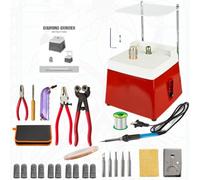 Stain Glass Making Kit, Professional Stained Glass Kit with 5/8'' & 1'' Grinder Bits, Glass Cutter, Soldering Iron, Copper Foil Tape & Solder Wire, for Mosaics Ceramics Glass red