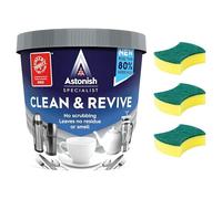 Stain Remover Bundle - Includes Astonish Clean and Revive 350g and 3 pcs Amara Scrub Sponges for Washing Up - Powerful Tea Stain Remover for Cups, Teapots, and Kitchenware