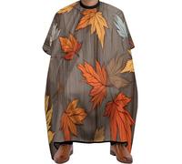 Stain Resistant Barber Cape, Maple Leaves on Rustic Wooden Board Autumn, Hairdressing Apron Waterproof Hairdressing Cape for Salons Women Coloring
