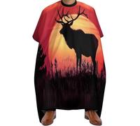 Stain Resistant Salon Cape, Elk in The Sunset, Hairdressing Apron Anti-static Hair Cape for Coloring Family Women