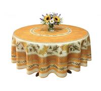 Stain-Resistant Tablecloth Bee Sunflower Design - Rectangular or Round - Various Sizes - Non-Iron - Easy Care - Provencal Style for Kitchen and Garden (Yellow, 180cm)