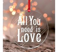 Stained Acrylic Window Hanging All You Need Is Love Hangings Ornament Valentine Romantic Love Quote Pendant Valentine's Gifts for Husband Wife Boyfriend Girlfriend Decor Wall Art for Kitchen Keepsake