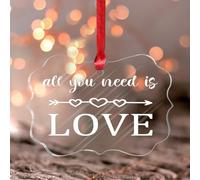 Stained Acrylic Window Hanging All You Need Is Love Wall Art Acrylic Panel Valentine's Gifts for Husband Wife Boyfriend Girlfriend Souvenir Valentine Romantic Love Quote Wall Art Decor for Home