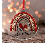 Stained Acrylic Window Hanging Be Mine Red Heart Window Pendant Valentine's Day Rainbow Love Souvenir Rainbow Pride Valentines Day Suncatchers Home Decoration Transparent Keepsake Collectible Gift