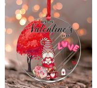 Stained Acrylic Window Hanging Happy Valentines Day Gnome Love Heart Window Hanging Ornament Swedish Tomte Nisse Elves Bauble Swedish Tomte Gnome Scandinavian Home Wall Garden Decoration Keepsake