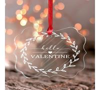 Stained Acrylic Window Hanging Hello Valentine Window Hanging Ornament Valentine's Gifts for Husband Wife Boyfriend Girlfriend Souvenir Valentine Romantic Love Quote Wall Art Decor for Home