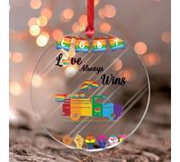 Stained Acrylic Window Hanging Love Always Wins LGBT Truck Wall Art Acrylic Panel Colorful LGBTQ Month Parade Pendant Gay Lesbian Pride Parade Rainbow Suncatchers Home Decoration Transparent Keepsake