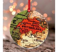 Stained Acrylic Window Hanging Switzerland Wall Art Acrylic Panel Abstract World Map Pendant Historical Watercolor Travel Map Ornament for Wall Tree Door Signs Transparent Keepsake Collectible Gift
