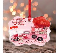 Stained Acrylic Window Hanging Valentine's Day Gnome Red Truck Window Hanging Ornament Colorful Pink Red Heart Tree Pendant Swedish Tomte Nisse Elves Wall Art Decor for Home Housewarming Gift