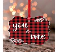 Stained Acrylic Window Hanging You And Me Window Hanging Ornament Valentine's Gifts Souvenir Buffalo Plaid Red Black Love Heart Wall Decor for Bedroom Office Home Decoration Keepsake