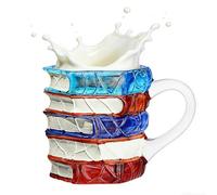 Stained Book Cup, Printed Reading Mug, 350ml Visual Accent, Glass Art Texture, Drinkware Collectible Display, Literature Style for Celebrations Spaces Interiors Occasions Adults Teens