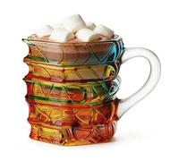 Stained Book Cup, Printed Reading Mug, 350ml Visual Accent, Glass Art Texture, Drinkware Collectible Display, Literature Style for Celebrations Spaces Interiors Occasions Adults Teens