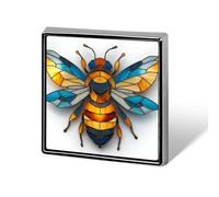 Stained Glass A Bee in Golden Yellow Unisex Brooches & Pins Square Lightweight Lapel Badge Jewelry for Clothing Shawl Hat