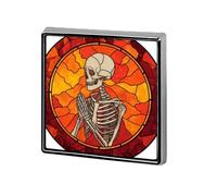 Stained Glass A Praying Skeleton Unisex Brooches & Pins Square Lightweight Lapel Badge Jewelry for Clothing Shawl Hat