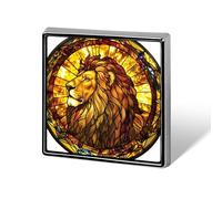 Stained Glass A Radiant Golden Lion Unisex Brooches & Pins Square Lightweight Lapel Badge Jewelry for Clothing Shawl Hat