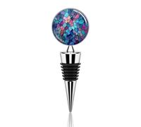 Stained Glass Abstract Mosaic Blue Teal Purple Wine Bottle Stopper, Reusable Beverage Bottle Stopper, Zinc Alloy Red Wine Beer Saver Sealer Stopper for Party Wedding Bar