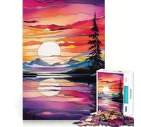 Stained Glass Alaska 1000 Pieces Jigsaw Puzzles for Adults Smart Game Stress Release Pattern Assembly Xmas Surprise 38x52cm