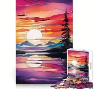 Stained Glass Alaska 1000 Pieces Jigsaw Puzzles for Adults Smart Game Stress Release Pattern Assembly Xmas Surprise 38x52cm