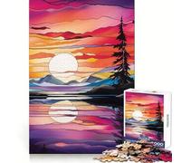 Stained Glass Alaska Jigsaw Puzzles 1000 Pieces for Teenagers Strengthen Recall Quiet Calm Quality Edge Santa Wish Gift 50x75cm