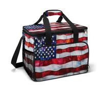 Stained Glass American Flag Camping Cooler Bags Insulated Beach Cooler Portable Leak Proof Camping Cooler with Shoulder Strap