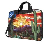 Stained Glass American Flag Desert Laptop Bag Laptop Case 15.6 Inch Computer Bags Padded Sleeve Cover For Women Men