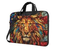 Stained Glass American Flag Lion Laptop Bag Laptop Case 15.6 Inch Computer Bags Padded Sleeve Cover For Women Men