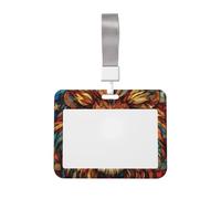 Stained Glass American Flag Lion Sliding Id Badge Holder Hard Plastic Work Card Case Name Tag Protector for Nurses Office