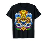 Stained Glass Angel Choir Singing Hymns Christian Artwork T-Shirt