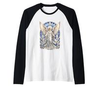 Stained Glass Angel Christian Religious Art Guardian Raglan Baseball Tee