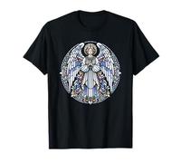 Stained Glass Angel Christianity Art Portrait Religious Art T-Shirt
