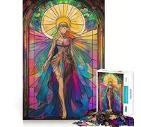 Stained Glass Angel Hard Jigsaw Puzzle for Adults 1000 Pieces Boost Recall Calm Escape Tight Edge 50x75cm