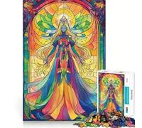 Stained Glass Angel Hard Jigsaw Puzzle for Adults 1000 Pieces Recall Upgrade Gentle Relax Clear Cut Unique Gift 38x52cm