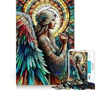 Stained Glass Angel Jigsaw Puzzle for Adults 1000 Pieces Smart Reason Toy Group Joy Smooth Edge Fine Art Piece 38x52cm