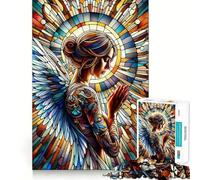 Stained Glass Angel Jigsaw Puzzles for Adults 1000 Piece Enhance Recall Leisure Time Exact Edge Festival Gift 50x75cm
