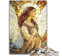 Stained Glass Angel Jigsaw Puzzles for Teenagers 1000 Piece,Stress Reliever Difficult Challenge Suitable for Desktop Decoration (38x52cm)