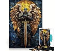 Stained Glass Angel Knight 1000 Piece Jigsaw Puzzle for Teenagers Smart Toy Bonding Time Accurate Cut Art Collection Piece 38x52cm