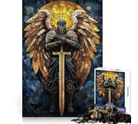 Stained Glass Angel Knight Jigsaw Puzzles for Adults 1000 Pieces Pure Logic Toy Stress Free Sharp Cut Santa Wish Item 50x75cm