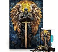 Stained Glass Angel Knight Jigsaw Puzzles for Adults 1000 Pieces Pure Logic Toy Stress Free Sharp Cut Santa Wish Item 50x75cm